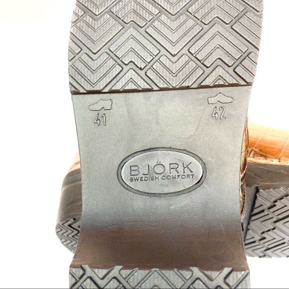 Bjork Eva Croco Embossed Metallic Bronze Leather Clogs - Picture 6 of 8